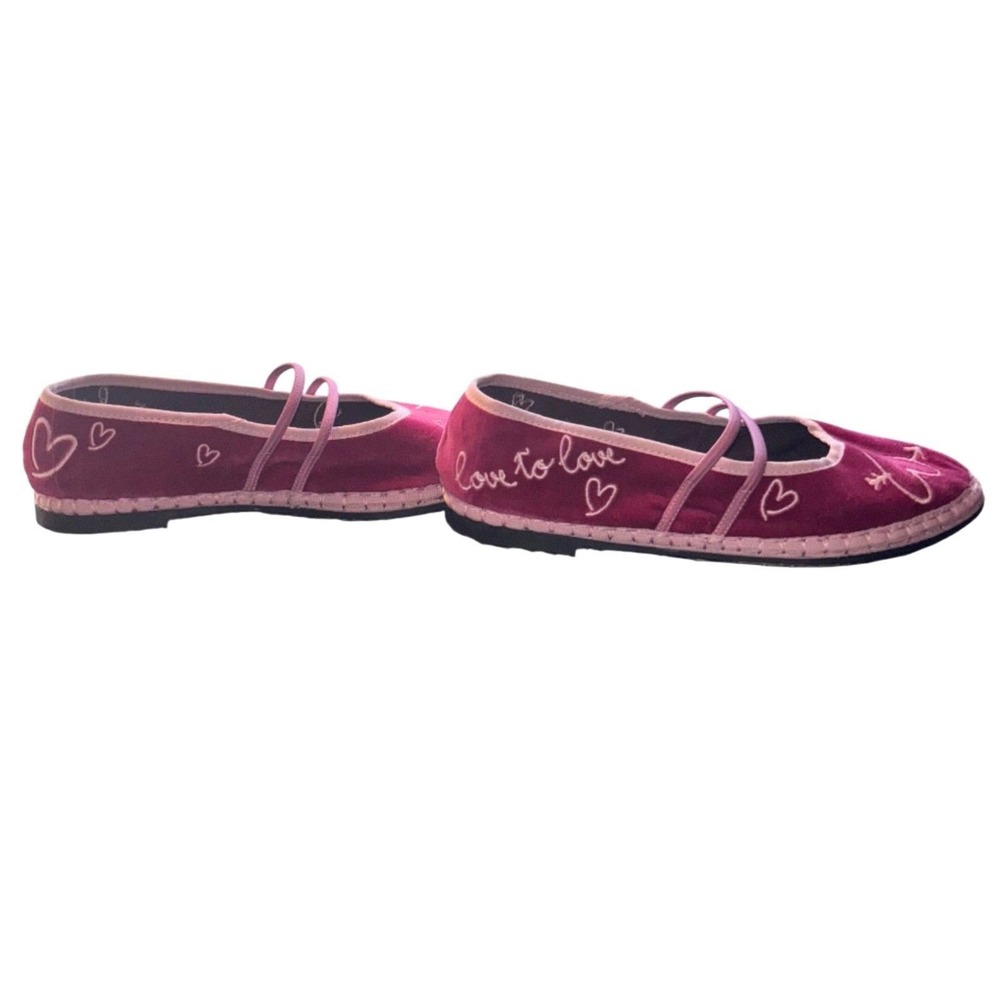 Flabelus Intimately FP Velvet Magenta Flats Sz 7.5 Valentines Romantic feminine - Picture 10 of 11